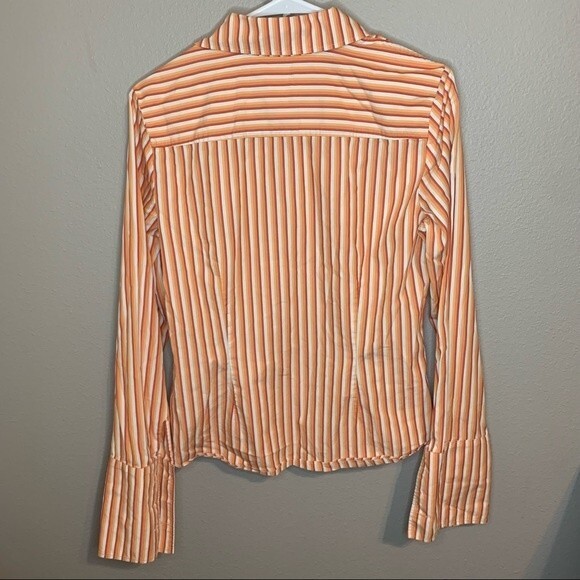 Tommy Hilfiger vertical striped button down collared top women’s size medium 10 - Picture 2 of 5
